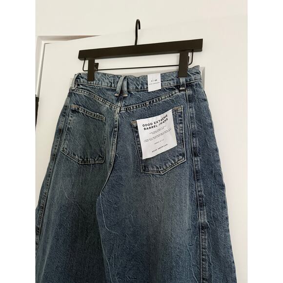 $179 New Good American Good Extreme Barrel Jeans - 0 / 25 - Picture 10 of 13
